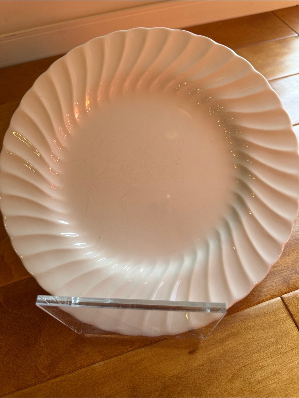 White Swirl Ceramic Dinner Plate - Vintage Sheffield, USA
